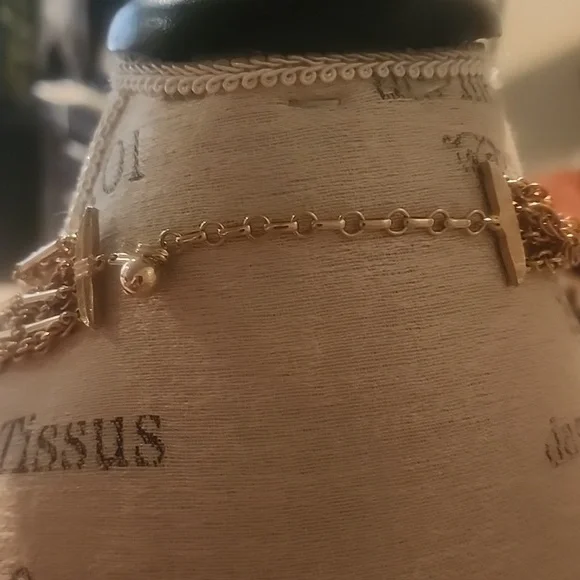 Vintage Multi Row Coins Chains Necklace Gold Tone Adjustable Length - Picture 3 of 6